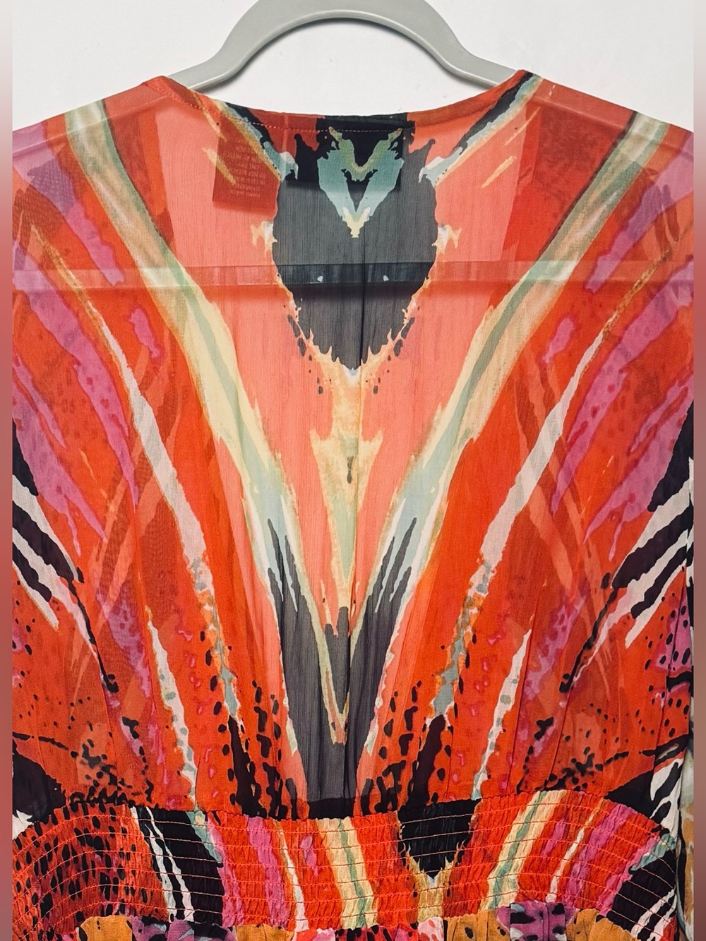 The Pyramid Collection Women’s XL Topper sheer Multicolor Rayon Kimono beach. - Picture 5 of 11